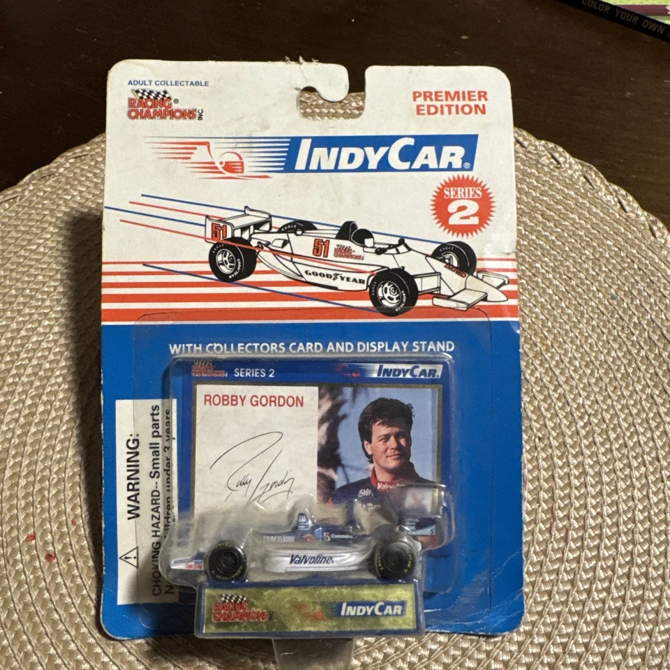 Carro Indy Robby Gordon com cartão de colecionador e suporte - Racing Champions Series 2 - Imagem 1 de 1