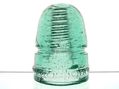 SNOWY FIZZY SAGE GREEN SLUG BAND CANADIAN PACIFIC RY Glass Beehive Insulator - Image 1 of 3