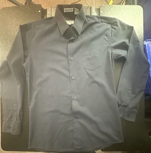 Boys Size 16 Gilberto Italy Navy Blue Button Up Collared Long Sleeve Shirt - Picture 1 of 4