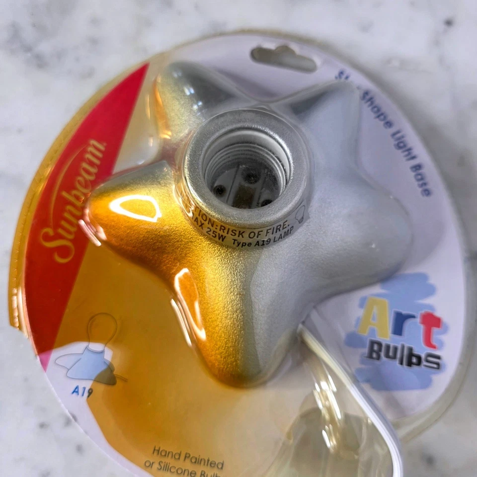 Sunbeam Art Bulbs Star Shape Light Base Silver Lamp NEW vtg 8413 Y2K on/off 8413 - Image 1 of 4
