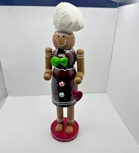 16" Gingerbread Wooden Nut Cracker Baker Christmas Holiday - Picture 1 of 8