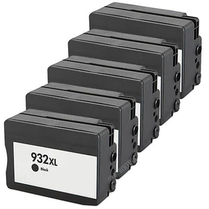 Paquete de 5 tinta negra 932XL se adapta a tinta HP 932XL 932 Officejet 6100 6600 6700 nuevo chip - Imagen 1 de 1