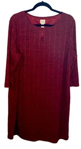 Chicos Womens Tunic Chicos Size 3 Dark Red Long Sleeve - Picture 1 of 4