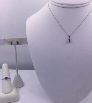 TOPACIO PLATINO - ANILLO DIAMANTES - COLLAR - PENDIENTE - CONJUNTO (J896) Foto 1 de 4