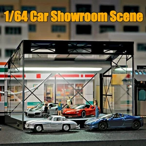 Diorama 1/64 Auto Showroom Modell LED Beleuchtung Stadt Garage Parkplatz Szene Modell - Bild 1 von 12
