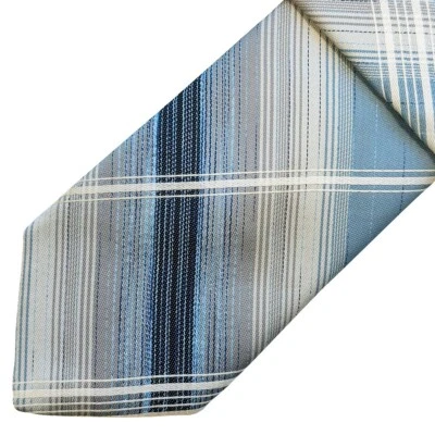 Corbata a rayas vintage de 3" Brittania para hombre - poliéster - azul, azul marino, gris - usada en excelente estado Foto 1 de 4