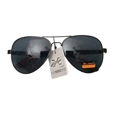 X-Loop UV400 Men's Polarized Aviator Sunglasses Polycarbonate Lens Black NWT - Изображение 1 из 4