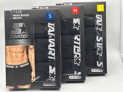 NEW 3 PAIR PACK STARTER MENS BOXER BRIEF ESSENTIAL 4 WAY STRETCH PERFORMANCE - Image 1 of 4
