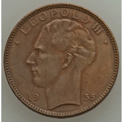 1935 BÉLGICA LEOPOLDO III DUPRIEZ-2561 PATRÓN BRONCE 20F NGC MATE PROOF MARRÓN Foto 1 de 4