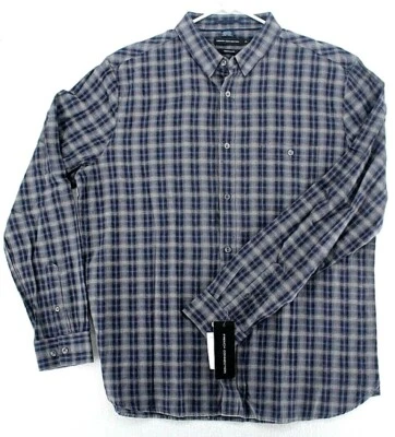 Camisa con botones French Connection para hombre talla pequeña manga larga ajuste regular guinga Foto 1 de 4