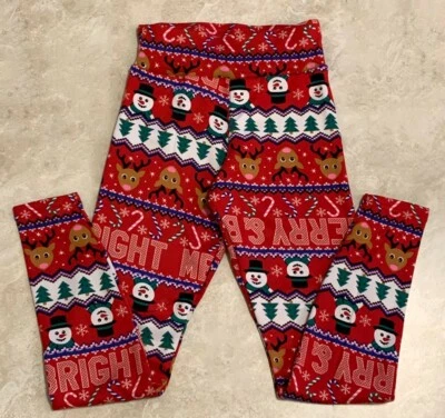 Juniors Christmas Fur Lined High Waist Legging: S-M-L-XL-XXL - Image 1 of 3