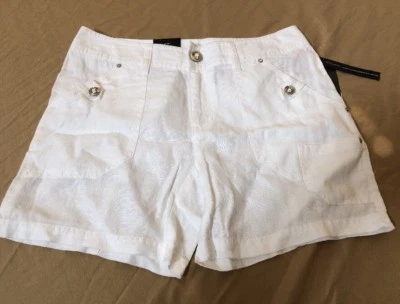 Pantalones cortos INC de lino blanco brillante talla 0.  80 Foto 1 de 4