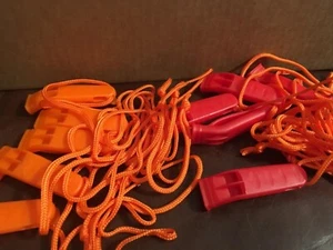 10 Pcs Safety Whistle Marine Whistle Plastic Whistles with Lanyard for Emergency - Picture 1 of 8