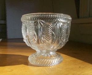 1850s HEAVY FLINT GLASS FOOTED SPOONER CABLE &RING PATTERN SPOON HOLDER 4 1/4" - Picture 1 of 6