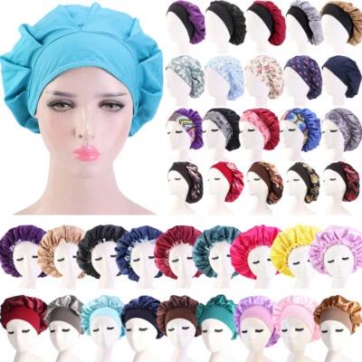 Gorra de dormir nocturna satinada para mujeres Turbante Cuidado del cabello Gorro Sombrero Cubierta para la cabeza Banda elástica Foto 1 de 4