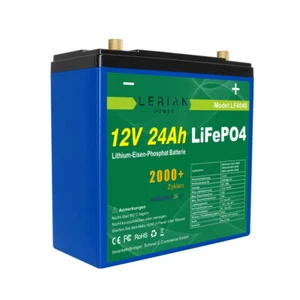 Batteria LiFePO4 12V 24Ah litio ferro fosfato batteria per campeggio barca solare  - Foto 1 di 6