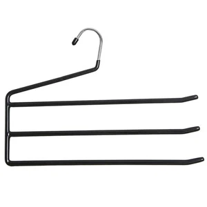 Metallbügel 3-Fach Hosenbügel Kleiderbügel Ladenausstattung Antirutsch Schwarz - Bild 1 von 2
