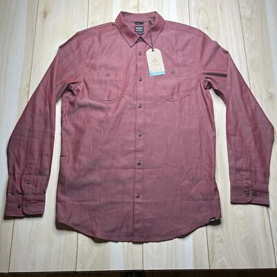NEW prAna Dolberg Flannel Shirt Organic Cotton Button Up Red Mens Sz Medium Tall - Image 1 of 4