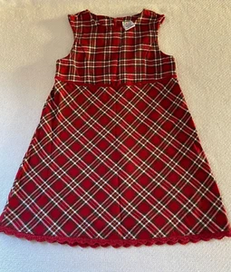 Gymboree Sleeveless Red Plaid Jumper Size Large 5 Years Church School Dress - Picture 1 of 9