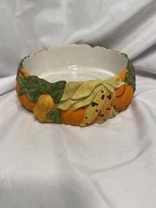 party lite large harvest fall candle holder pumpkins corn - Picture 1 of 9