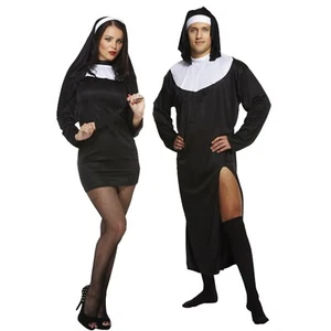 Adult Sexy Nun Costume Halloween Fancy Dress Hen Night Stag Party Couples - Picture 1 of 28