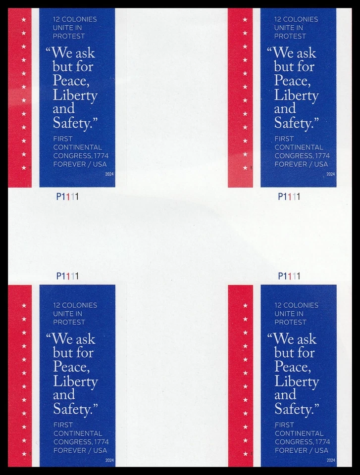 US 5939a First Continental Congress imperf NDC cross gutter block 4 MNH 2024 - Image 1 of 1