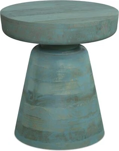 Robbie Solid MangoWood 16In.Wide Round Boho Contemporary Rustic Accent Table In - Picture 1 of 12