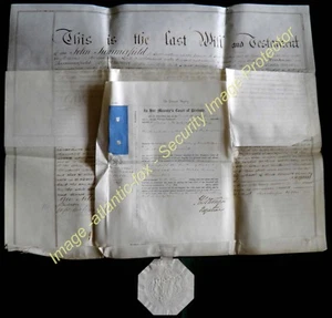 1873 Vellum testamento testamentario de John Summerfield de Buckingham ""x £30 - INGRESOS" - Imagen 1 de 1