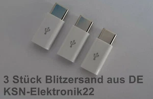 3 x Micro USB auf USB C Adapter Typ C Weiß  Blitzversand DE - Bild 1 von 3