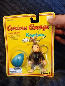 Gift Curious George Keychain Basic Fun NEW in Package 1998 Comes W/Ball Vintage - Picture 1 of 7