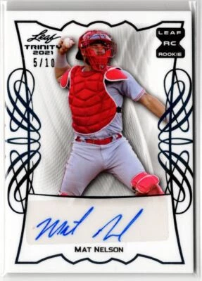 2021 Leaf Trinity Mat Nelson 5/10 Cincinnati Reds #BA-MN1 - Image 1 of 2
