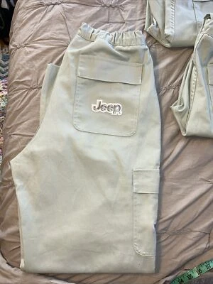 Nuevos pantalones cargo Jeep hechos en EE. UU. algodón/poliéster con cordón verde pastel Foto 1 de 4