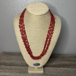 Southwestern Navajo Shell Multi Strand Necklace 28” Red Coral - Picture 1 of 9