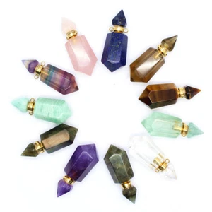 Natural Crystal Perfume Bottles Pendant Essential Oil Pendant Healing Reiki Gift - Picture 1 of 30