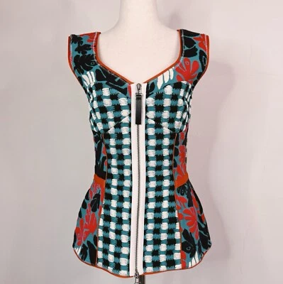 Nuevo con etiquetas Raro Top Marni Jaquard Colorido Floral Peplum Talla 4 Resort Maximalista Foto 1 de 4