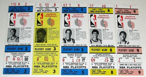 PORTLAND TRAIL BLAZERS 5 ORIGINAL 1981-1982 PHANTOM PLAYOFF PLAYER PHOTO TICKETS Cover
