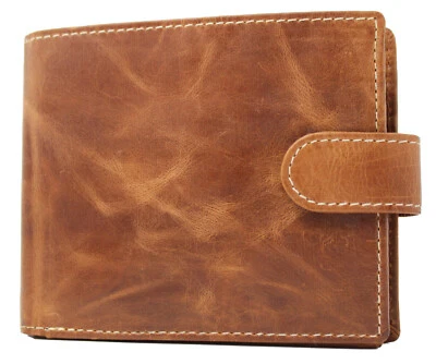 Mens RFID Blocking Wallet Soft Real Leather Bifold Coin Purse Credit Card Holder - Image 1 of 4