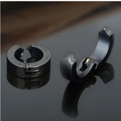 Pendientes Huggie de aro con clip no perforantes de acero inoxidable pulido para mujer y hombre Foto 1 de 4