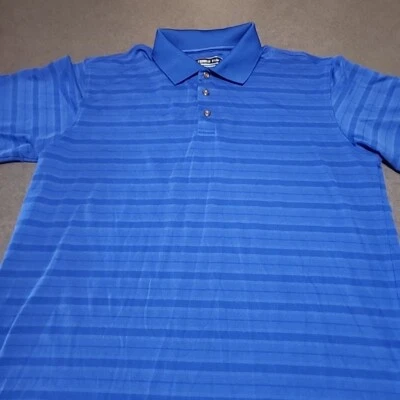 Pebble Beach Men's XL Performance Golf Polo Blue Stripe  Shirt - Image 1 of 4