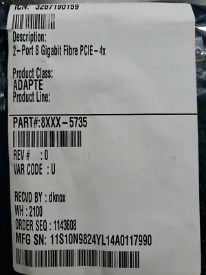 NEW SEALED IBM 00E0806 LPE12002 8XXX-5735 8GB DUAL PORT FIBRE CHANNEL ADAPTER. - Image 1 of 3