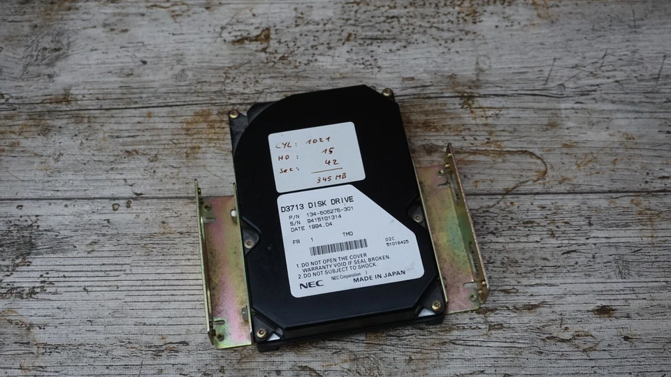 NEC D3713 Vintage Festplatte 345 MB 90'er 486er etc. - Bild 1 von 1