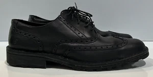 Born Oxford Shoes Mens Size 14 Black Leather Comfort Wingtip Brogue Lug Sole - Picture 1 of 14