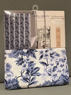 Cortina de Ducha Tela Laura Ashley Floral Azul Flores Y Blanco 72x72 Nueva Foto 1 de 4