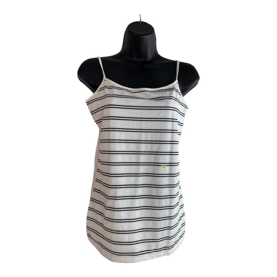 Ann Taylor LOFT Snowy White Black Dot Cami Top Women Large Adjust Strap