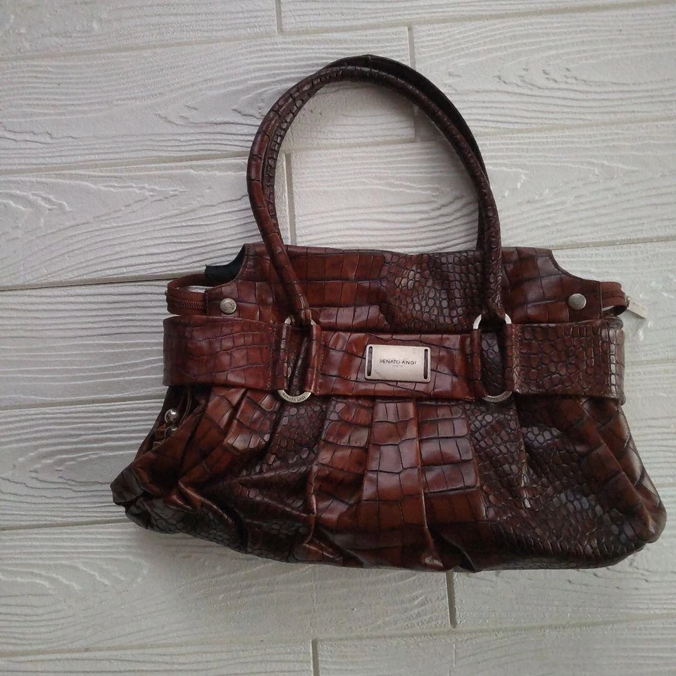 Bolso de Mano RENATO ANGI Cartera Cuero en Rojo Marrón USADO ¡Buen Estado de JPN! Foto 1 de 4