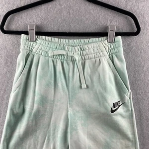 Nike Sweat Shorts Boys XL Green Tie Dye Cotton Blend Drawstring Stretch Waist - Picture 1 of 19