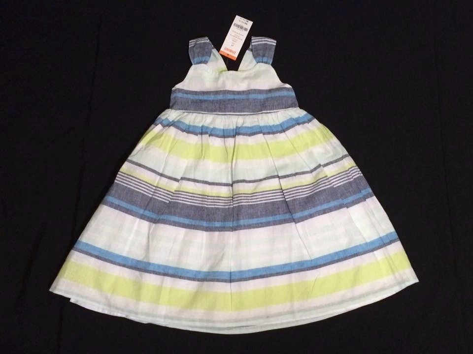 Nuevo con etiquetas Vestido Gymboree Niñas Talla 4T Azul Safari Rayas Solero Lino Algodón Verano Foto 1 de 2