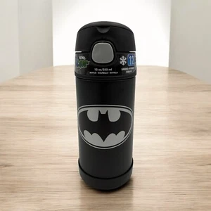 Thermos Brand FUNTAINER Vacuum Insulated Straw Bottle, 12oz, Batman, Black, NEW - Picture 1 of 4