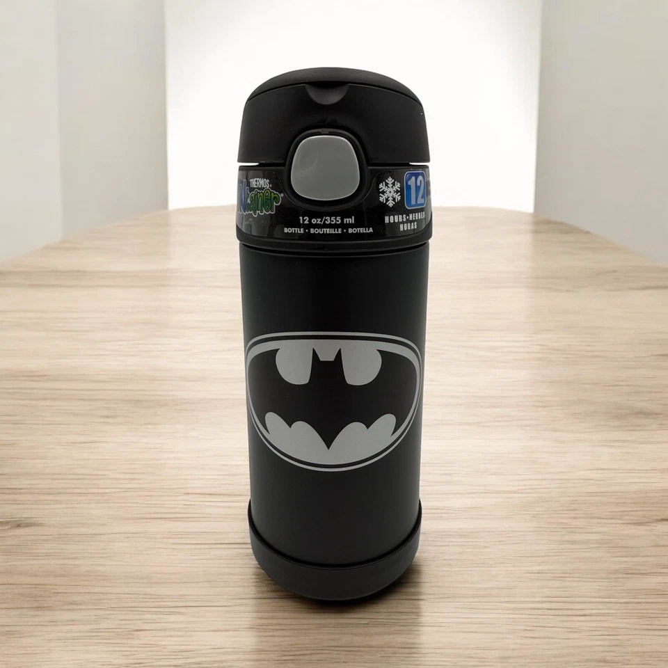 Botella de paja aislada al vacío marca Thermos FUNTAINER, 12 oz, Batman, negra, NUEVA Foto 1 de 4