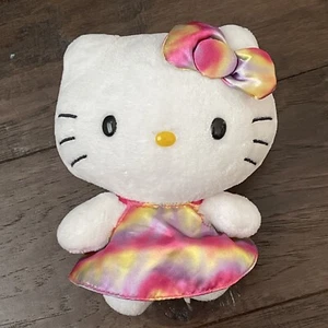 Hello Kitty Ty Rainbow Toe Dye Dress Plush Stuffed Animal Toy Doll Sanrio 6" - Picture 1 of 10